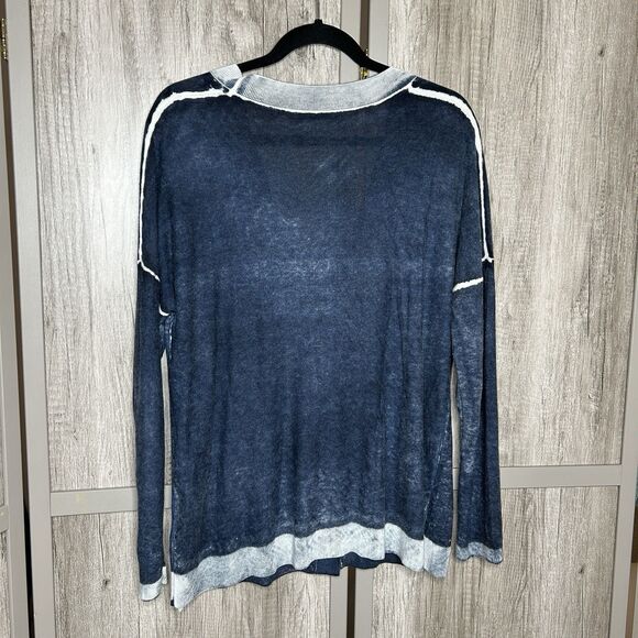 Kokun Cardigan Large Overdye Boxy Bamboo Cashmere Cardigan Blue Size L - Picture 6 of 6